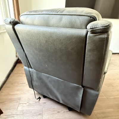Sillón Reclinable Eléctrico De Piel Gris Grafito,