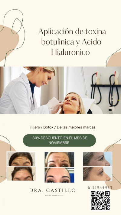 Aplicación de botox y ácido hialuronico