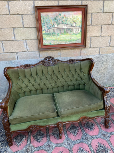 Sala de 3 sillones verde