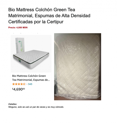 Bio Mattress Colchón Green Tea Matrimonial, Espumas de Alta Densidad Certificadas por la Certipur