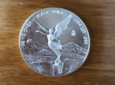 Moneda de Plata Libertad 1/2 Onza Ley 999 Plata Pura