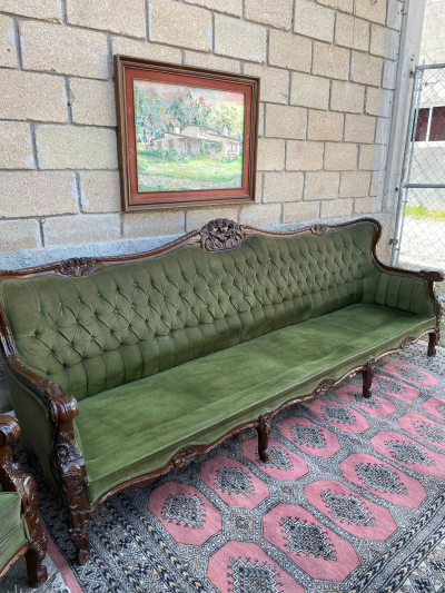 Sala de 3 sillones verde