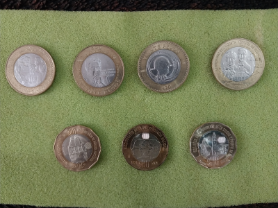  7 MONEDAS VEINTE PESOS CONMEMORATIVAS