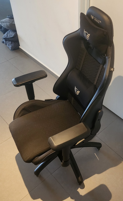 Balam Rush Silla Gamer Thunder V2 / Edition Mediana Plus Tela y Piel/Soporta hasta 150 Kgs Ajuste 4D Cojines de Memory (Negro)