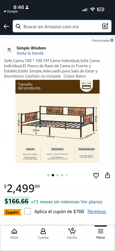 Sofá cama individual 