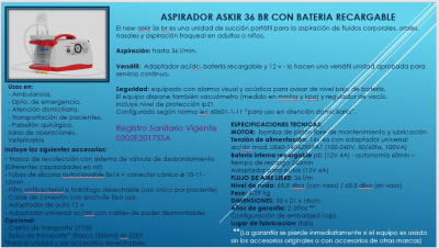 ASPIRADOR ASKIR 36 BR CON BATERIA RECARGABLE