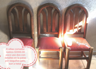 sillas rústicas de madera son 8
