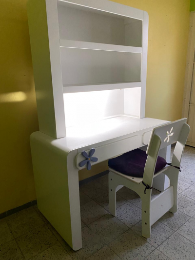 Escritorio con librero y silla