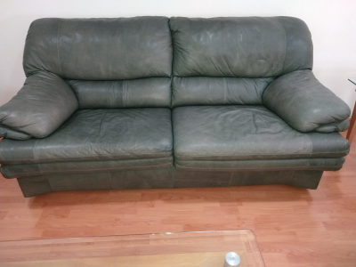 SALA DE PIEL COLOR VERDE