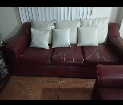 Comedor de 4 sillas,sala de 3 plazas,camas,librero