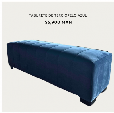 Taburete de diseñador de terciopelo azul 