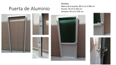 Puerta de aluminio blanco con marco