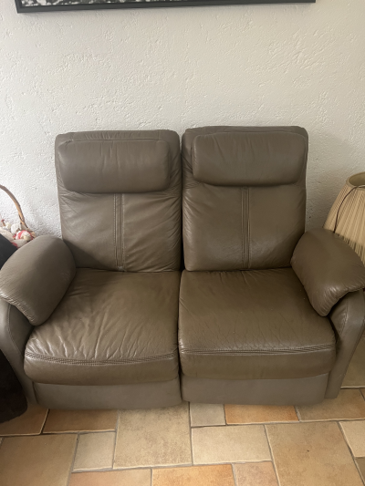 Sillón de piel reclinable doble