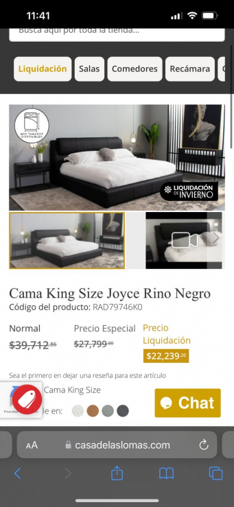 Cama King Size marca Casa de Las Lomas