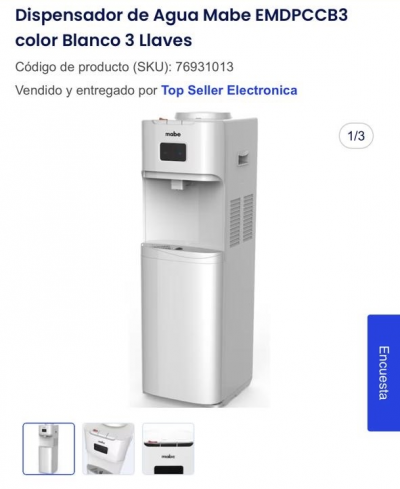 Dispensador de agua mabe 