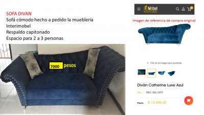 Sofá Diván Catherine Luxe Azul