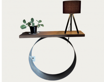 Mesa Auxiliar con base circular de metal 