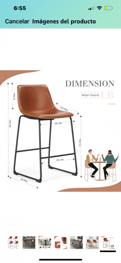 Juego de 2 taburetes para bar