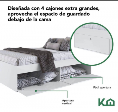 Cama moderna con cajones ocultos