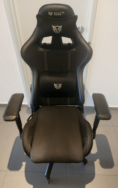 Balam Rush Silla Gamer Thunder V2 / Edition Mediana Plus Tela y Piel/Soporta hasta 150 Kgs Ajuste 4D Cojines de Memory (Negro)