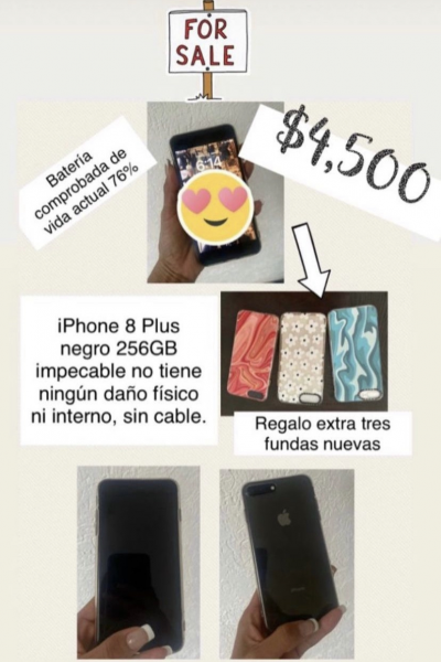 Iphone 8plis Negro 256gb 