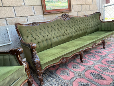 Sala de 3 sillones verde
