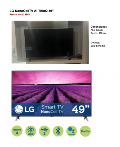 LG NanoCellTV AI ThinQ 49”